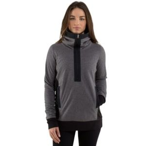 lululemon athletica Jackets Coats Lululemon Post Chaturanga 2 Zip Pullover Fleece Jacket Ambient Grey Black Sz12 Poshmark